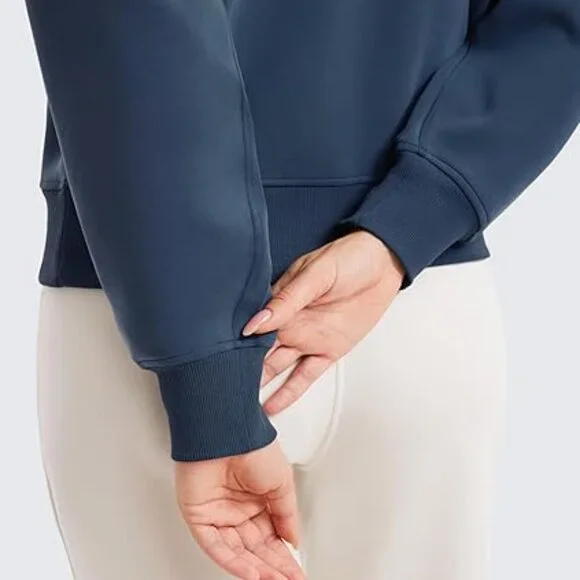 CRZ YOGA Women Half Zip Sweatshirt Long Sleeve Pullover w/ Pocket Size M - Picture 5 of 6